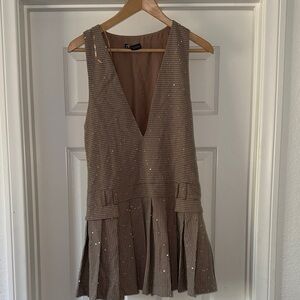 Zara Sparkly Brown Sleeveless Dress